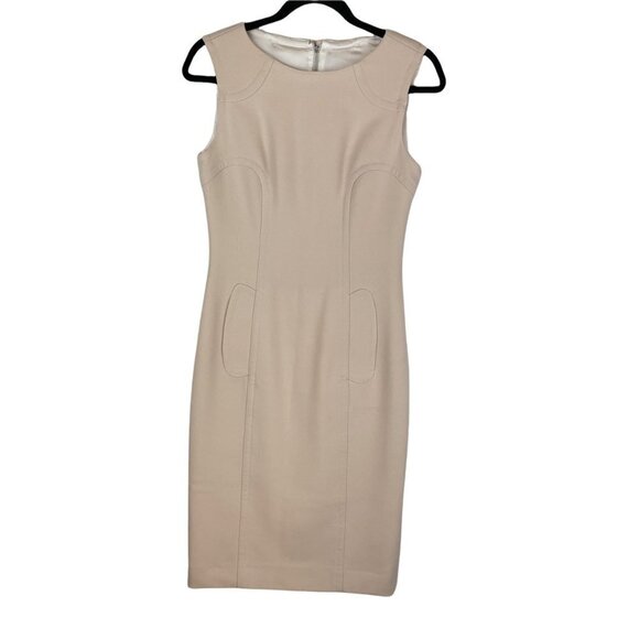 Dolce & Gabbana Virgin Wool Sleeveless Sheath Midi Dress Beige Size 40 US 4 - Picture 1 of 9